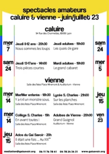 Horaires spectacles de fin d'année à Vienne et Caluire